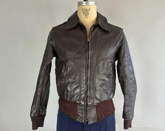 Original A-1 Vintage 1920s 30s Brown Genuine Leather Flight Jacket