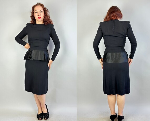 1940s Jet Black Bombshell Dress | Vintage 40s Ray… - image 9