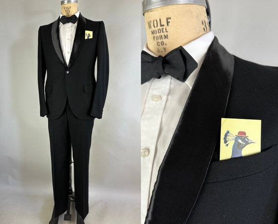 1930s New Years Eve Tuxedo | Vintage 30s Black Wool 2-Piece Shawl Collar Single-Breasted Formal Tux Suit Dated 1931! | Size 37 Small/Medium