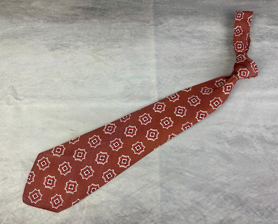 1930s You're a Gem Necktie | Vintage 30s Deep Mauve Silk Self Tie Cravat with Red and White Faceted Gemstones