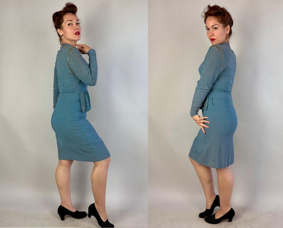 1940s Stupendous in Studs Dress | Vintage 40s Dus… - image 10