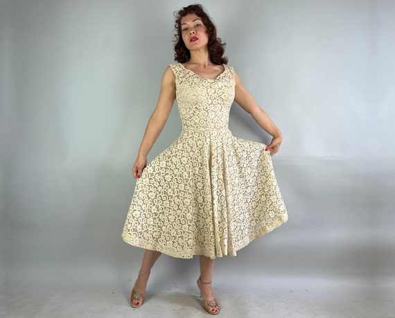 1950s Luscious Lacey Dress | Vintage 50s White La… - image 5