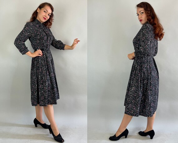 1940s Key to Your Heart Dress | Vintage 40s Black… - image 7