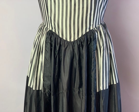 1930s Striped Vaudeville Dress | 30s Grey & White… - image 5