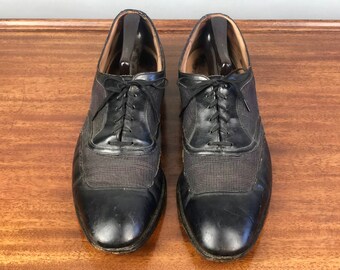 靴 50s Knapp nylon mesh U-wing Tip Shoes Knapp Men's Wing Tip Oxford Dress Shoes Sz 9.5 B Black