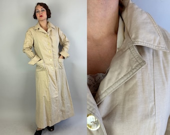 1910s Get Ready to Drive Duster Coat | Vintage Antique Teens Ivory Heavy Linen Motoring Jacket Frock Overcoat with Pockets | Medium Large