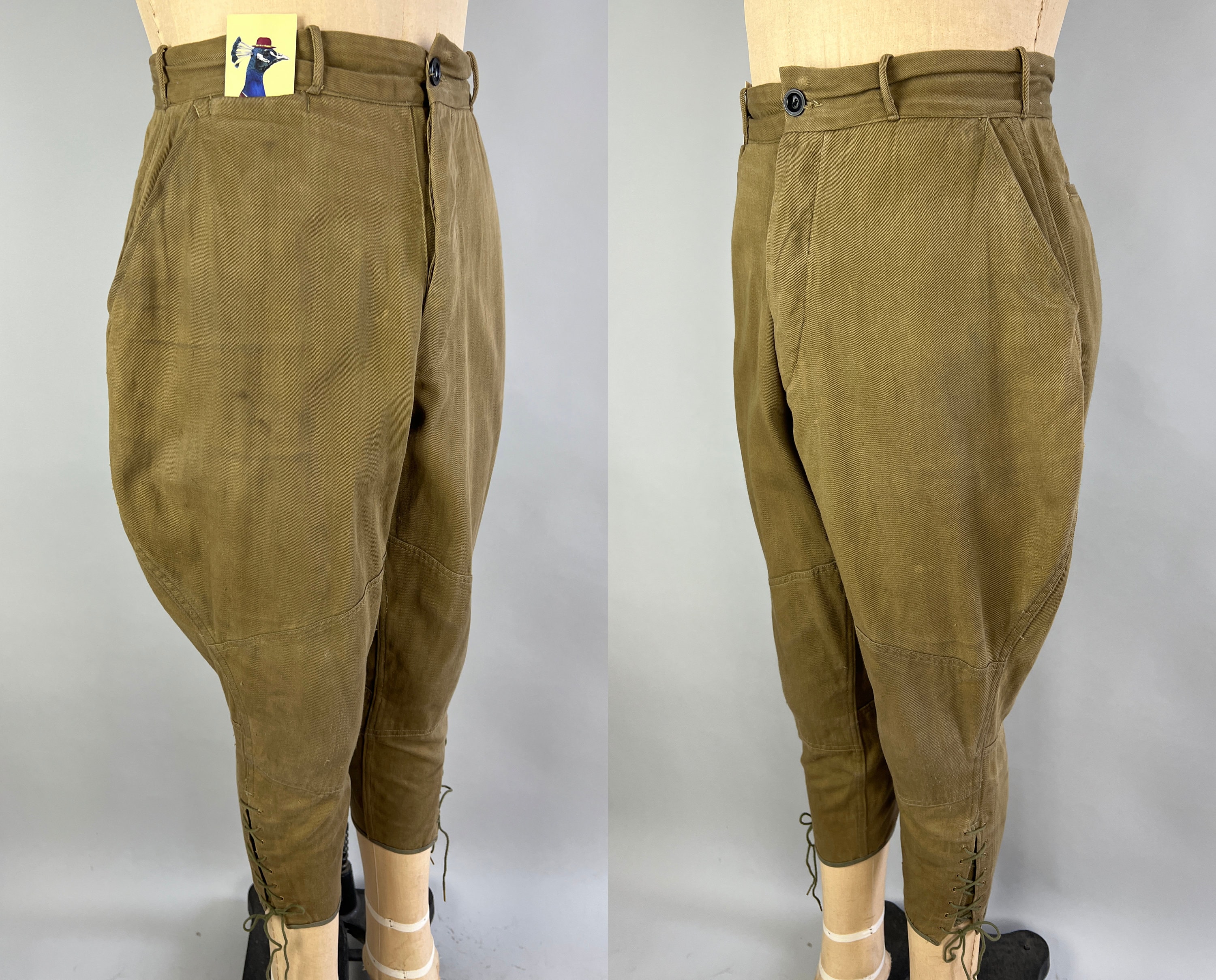 1930s Jolly Good Jodhpurs | Vintage 30s Olive Brown Cotton Twill ...