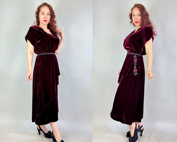 1940s Molly's Mulled Wine Dress | Vintage 40s Bur… - image 3