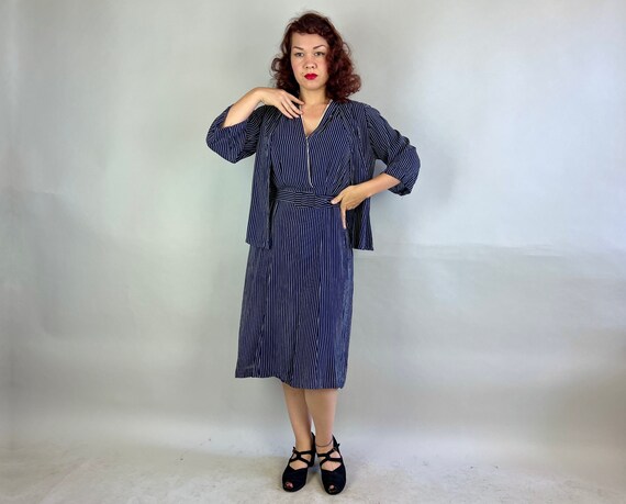 1940s Successful in Stripes Dress Set | Vintage 4… - image 6