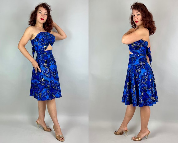 1950s Sultry Sunning Set | Vintage 50s Blue and G… - image 9