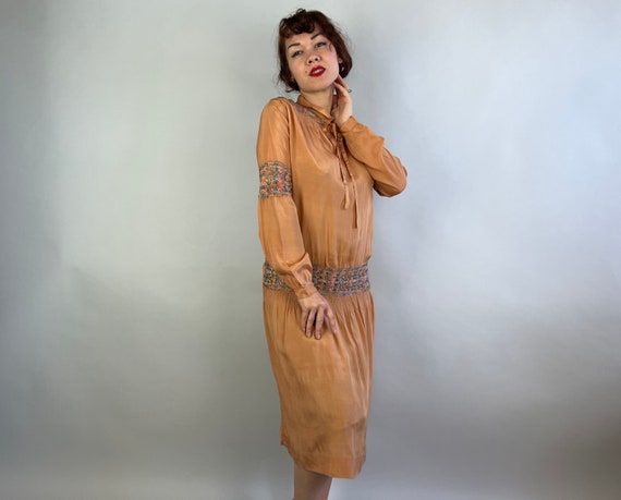 1920s Pretty in Peach Peasant Dress | Vintage 20s… - image 2