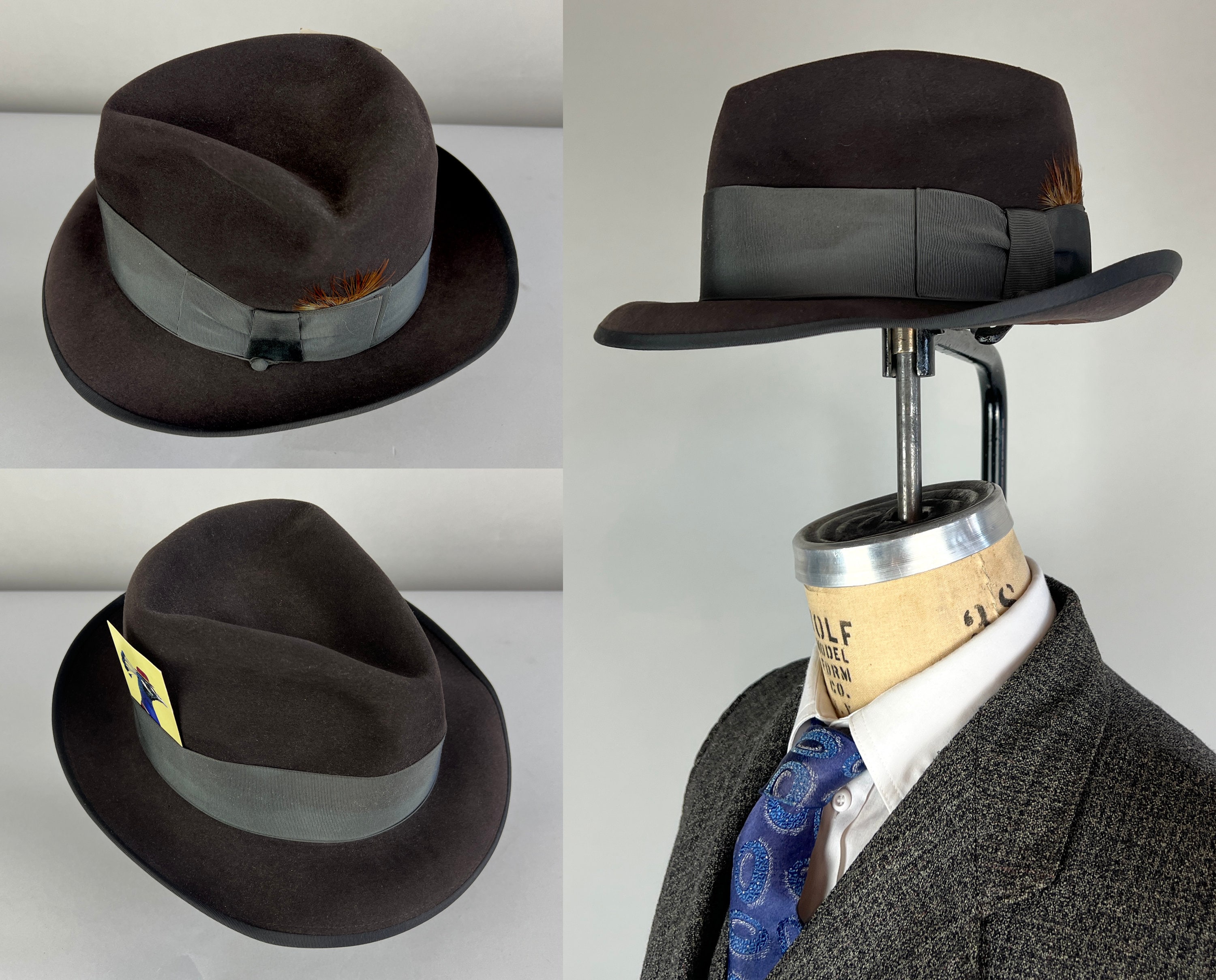 Vintage Men's Hat - Grey