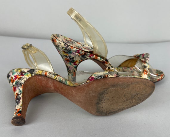 1950s Fantastic Floral Party Pumps | Vintage 50s … - image 9