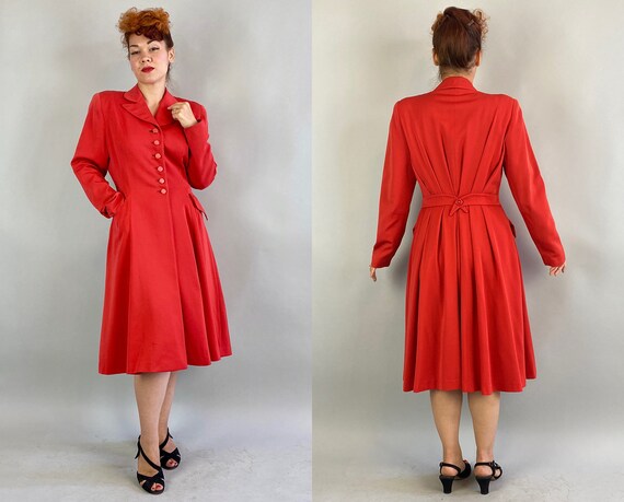 1940s Ravishing in Red Coat | Vintage 40s Candy A… - image 1