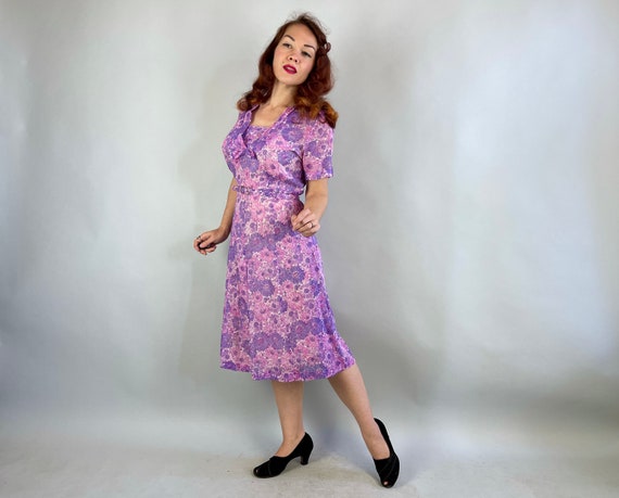 1940s Bursting Blooms Dress | Vintage 40s Pink an… - image 4