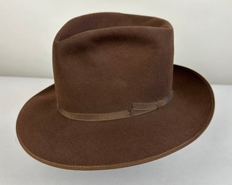 1940s Fierce Frank Fedora | Vintage 40s "Borsalino" Dark Chocolate Brown Beaver Felt Hat with Grosgrain Silk Band | Size 7.25 7&1/4 Large