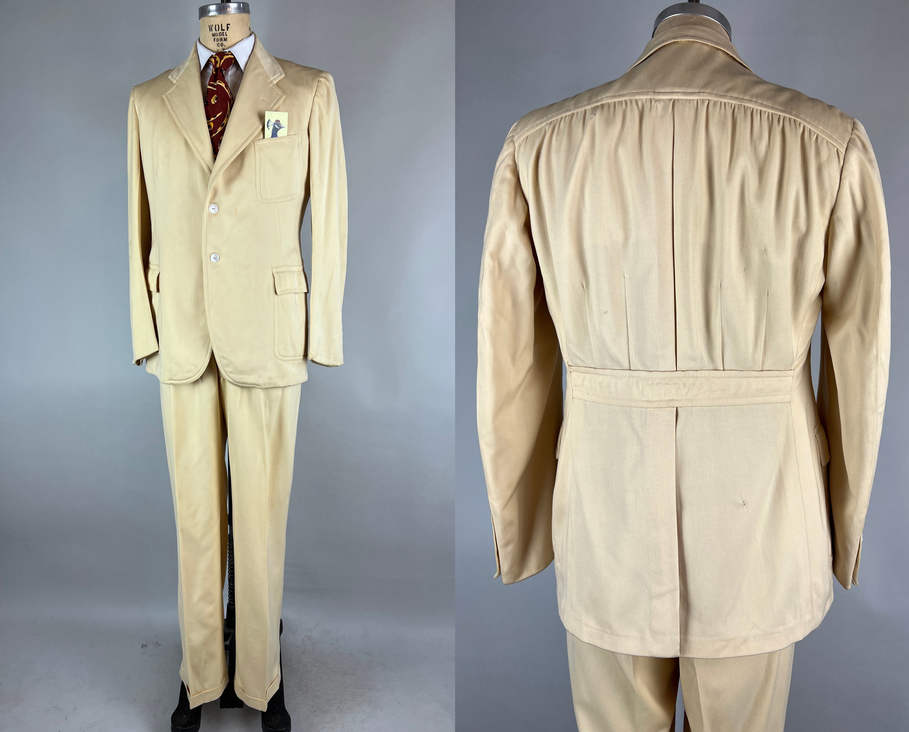 1930s Panama Party Suit | Vintage 30s Ivory White Wool Gabardine