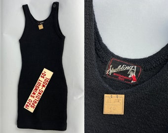 1920s Spalding Splash Swimsuit! | Vintage 20s Deadstock Children's Wool Bathing Suit Swimwear in Black with Original Tags & Ad Sign! NWT NOS