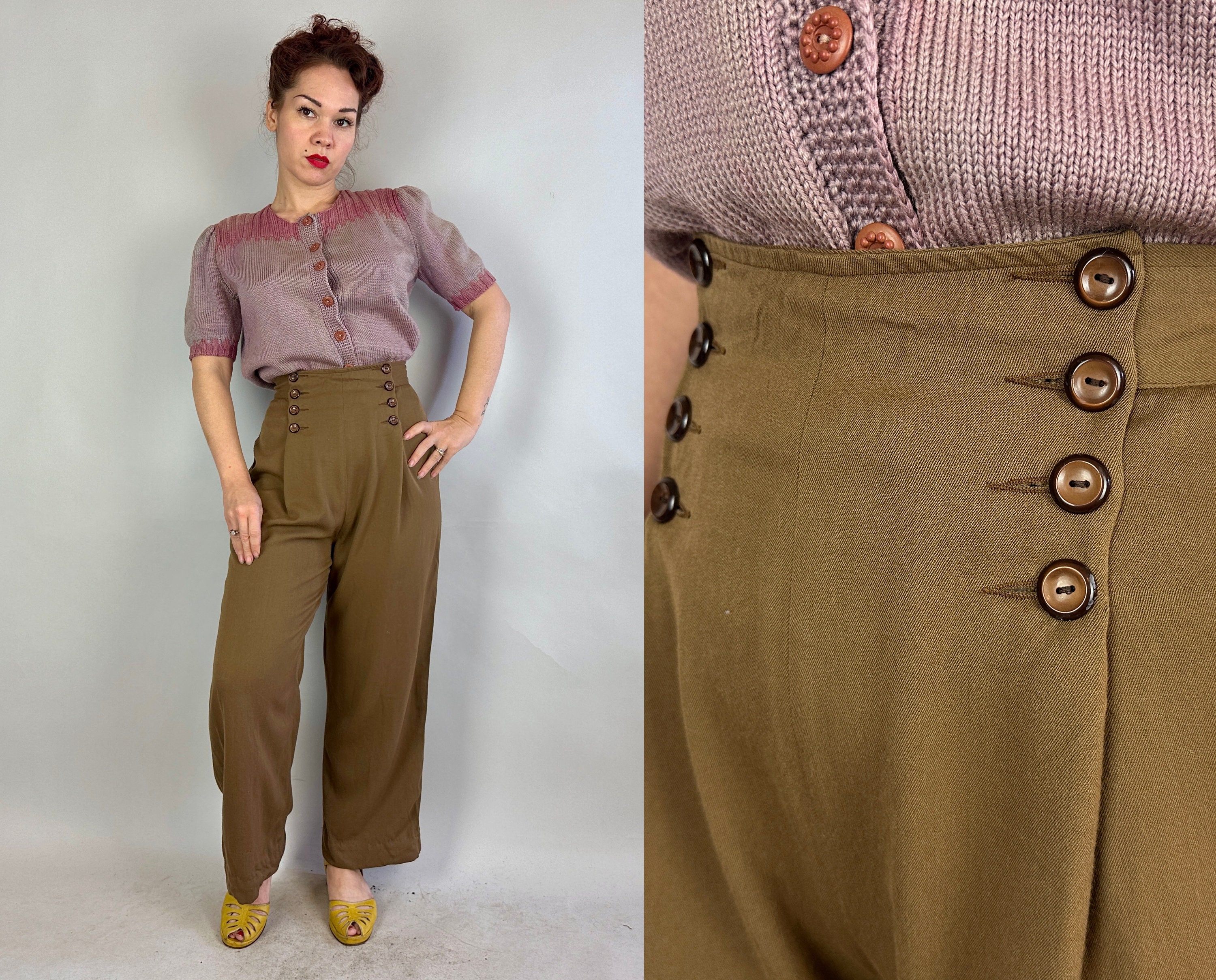 1930s Darling Dietrich Trousers | Vintage 30s Cedar Wool 1930s Darling Dietrich Trousers | Vintage 30s Cedar Wool