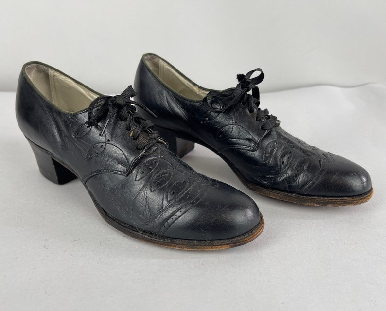 1940s Deco Darling Lace up Oxfords Vintage 40s Black Leather - Etsy