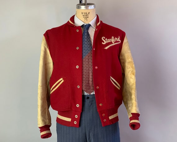 1940s Stanford University Jacket | Vintage 40s Cardinal Red