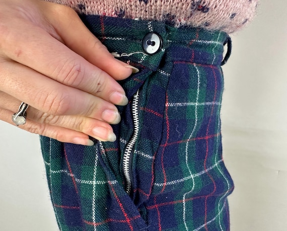 1950s Pretty Lassie Plaid Pants | Vintage 50s Green Red White and