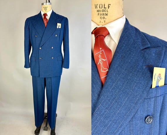 1940s Starr Studded Suit | Vintage 40s Blue Herringbone 1940s Starr Studded Suit | Vintage 40s Blue Herringbone