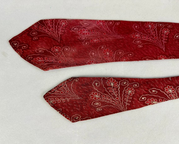 1930s Peacock Feathers Necktie | Vintage 30s Rasp… - image 4