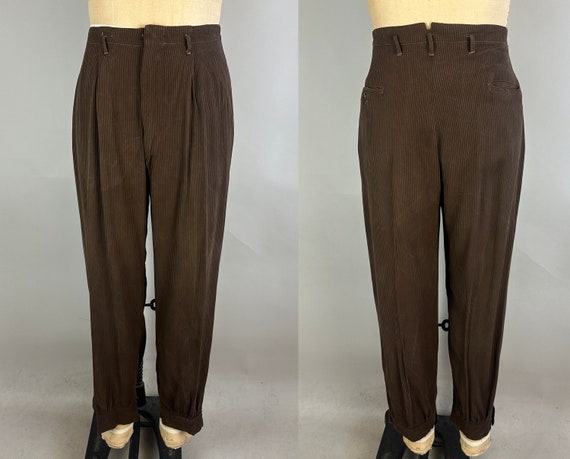 1940s Sport Around Town Knickerbockers Vintage 40s Dos Tonos Marron Raya Lana Plus Fours Bragas con Botones Tirantes 34x28 Medio Etsy Mexico