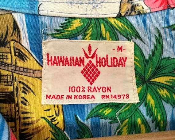 1950s Hula and Hibiscus Shirt | Vintage 50s Hawaiian Tiki 1950s Hula and Hibiscus Shirt | Vintage 50s Hawaiian Tiki