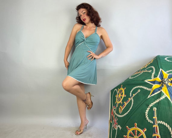 1930s By the Sea Swimsuit Romper | Vintage 30s Se… - image 3