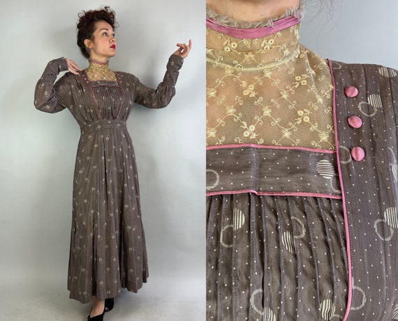 1910s Circled in Silk Dress | Antique Vintage Edw… - image 1