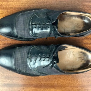 1940s Ventilated Mens Shoes Vintage 40s Black Apron Toe Oxford Leather ...