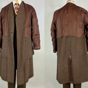 1940s Turbulent Tweed Overcoat  Vintage 40s Mottled Black & image 10