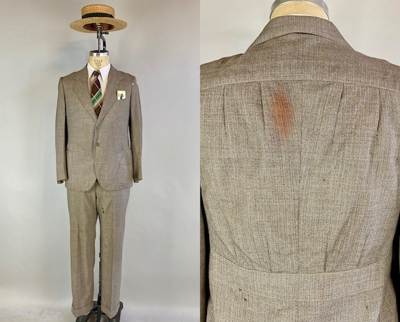 1930s Dust Bowl Desperado Suit | Vintage 30s Taupe