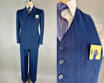 1950s Big Boss Suit | Vintage Early 50s Brown With Orange