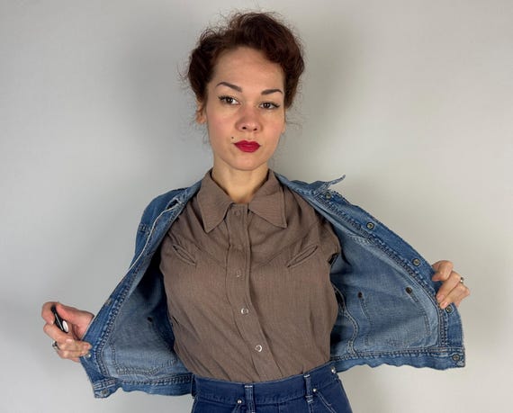 1950s Too Cute Tex'n Denim Jacket | Vintage 50s Faded Indigo Blue