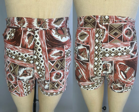 1950s Conch Shell Cabana Shorts | Vintage 50s Cot… - image 2