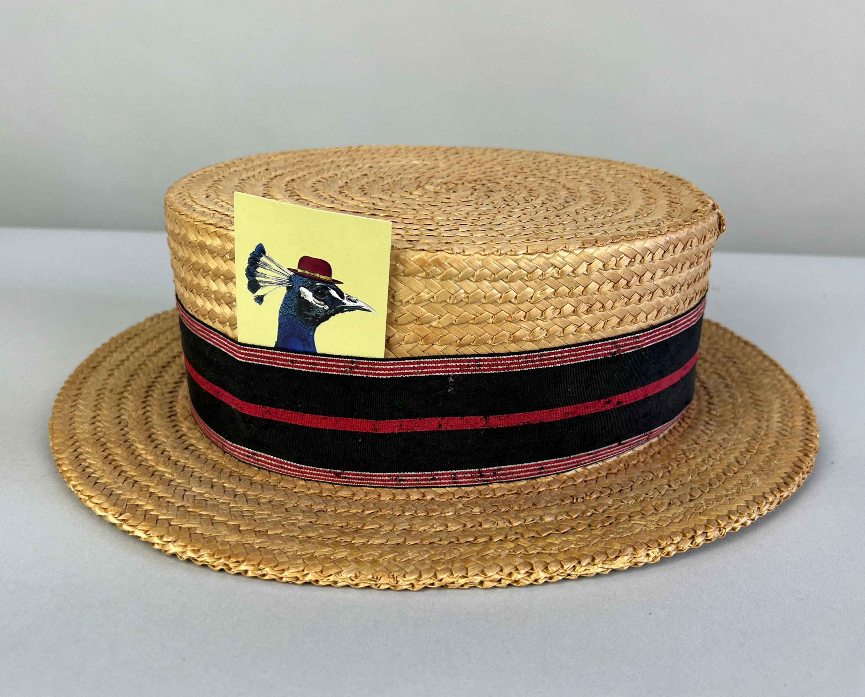 1930s Cosmopolitan Summer Boater | Vintage 30s Pressed Woven Straw