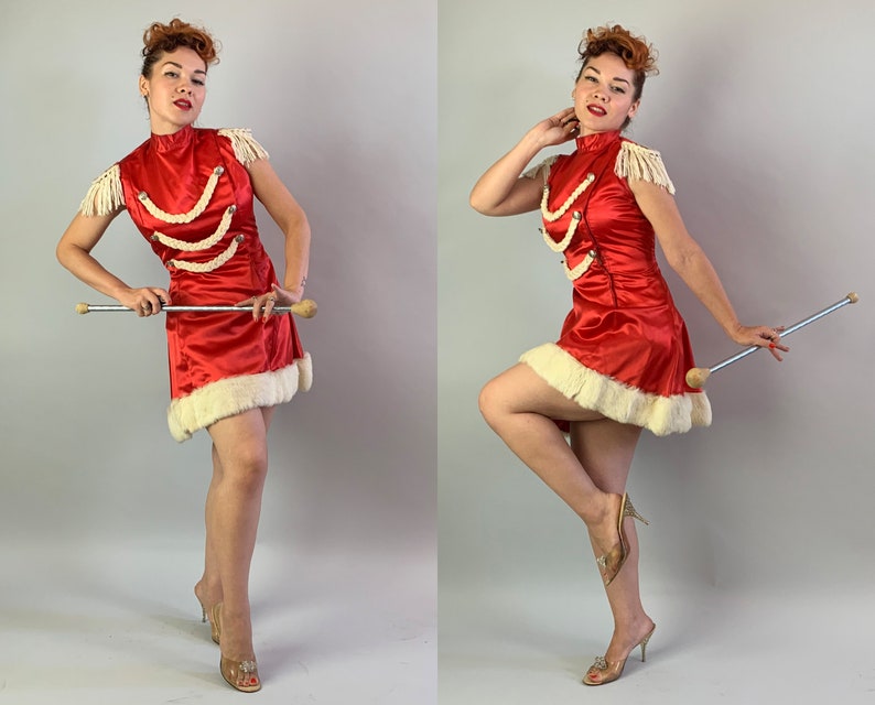 1940s Magnificent Majorette Costume Vintage 40s Red Satin | Etsy