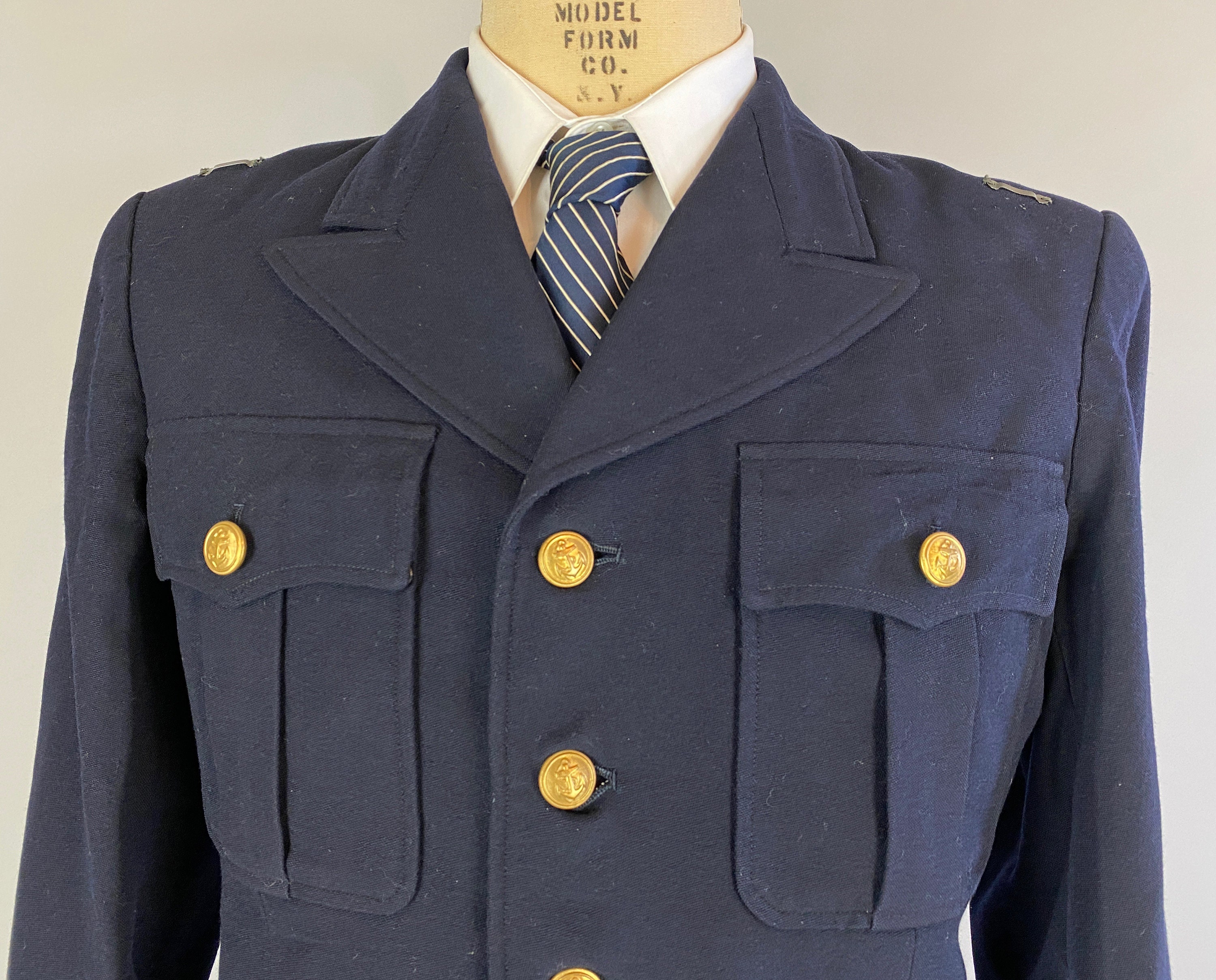 1930s Naval Nelson Jacket | Vintage 30s Soft Black Wool Formal