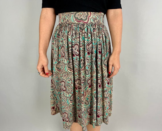 1930s Pretty in Paisley Skirt | Vintage 30s Blue … - image 10