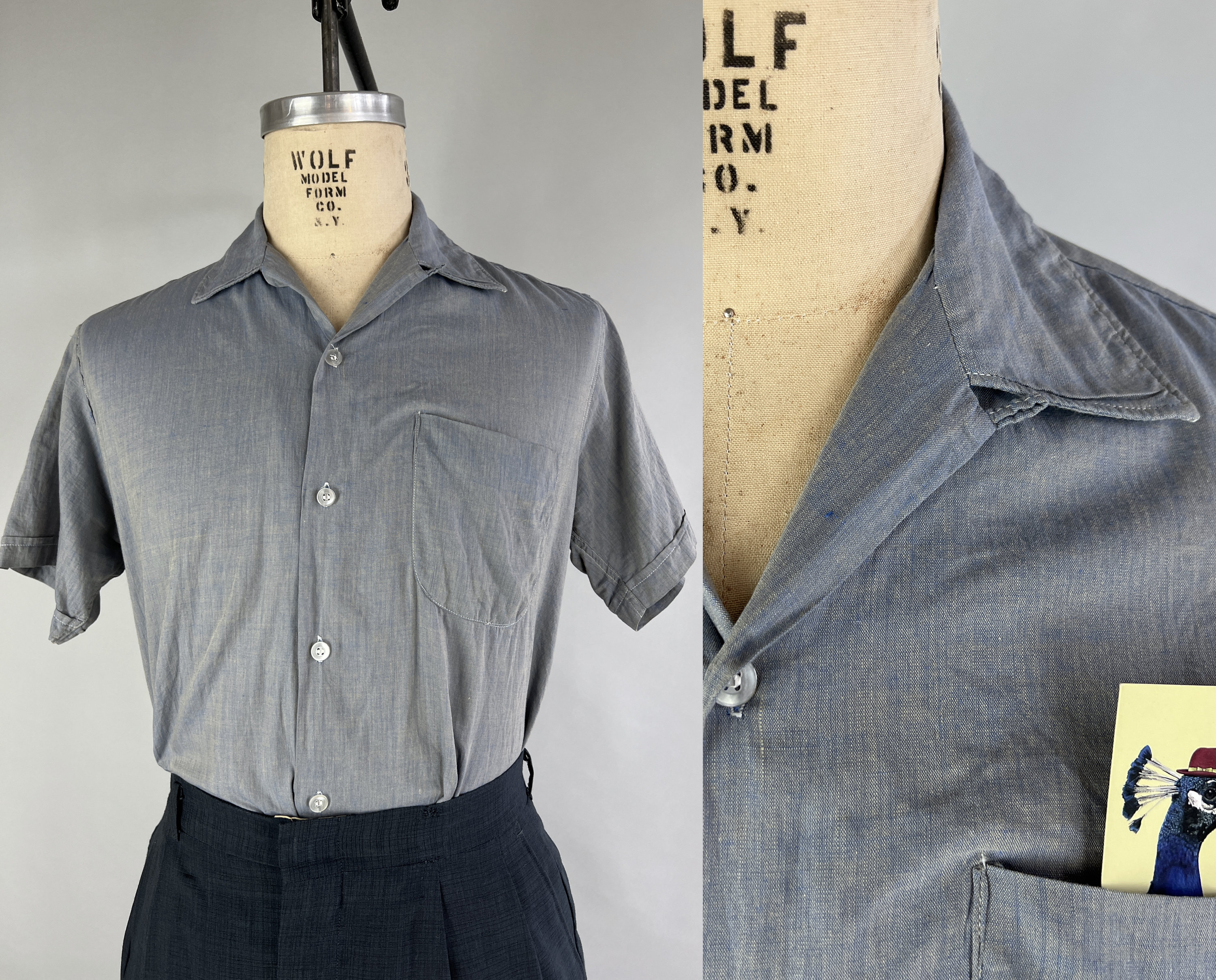 1950s Carl's Camp Shirt | Vintage 50s Casual Cotton Square Cut Button ...