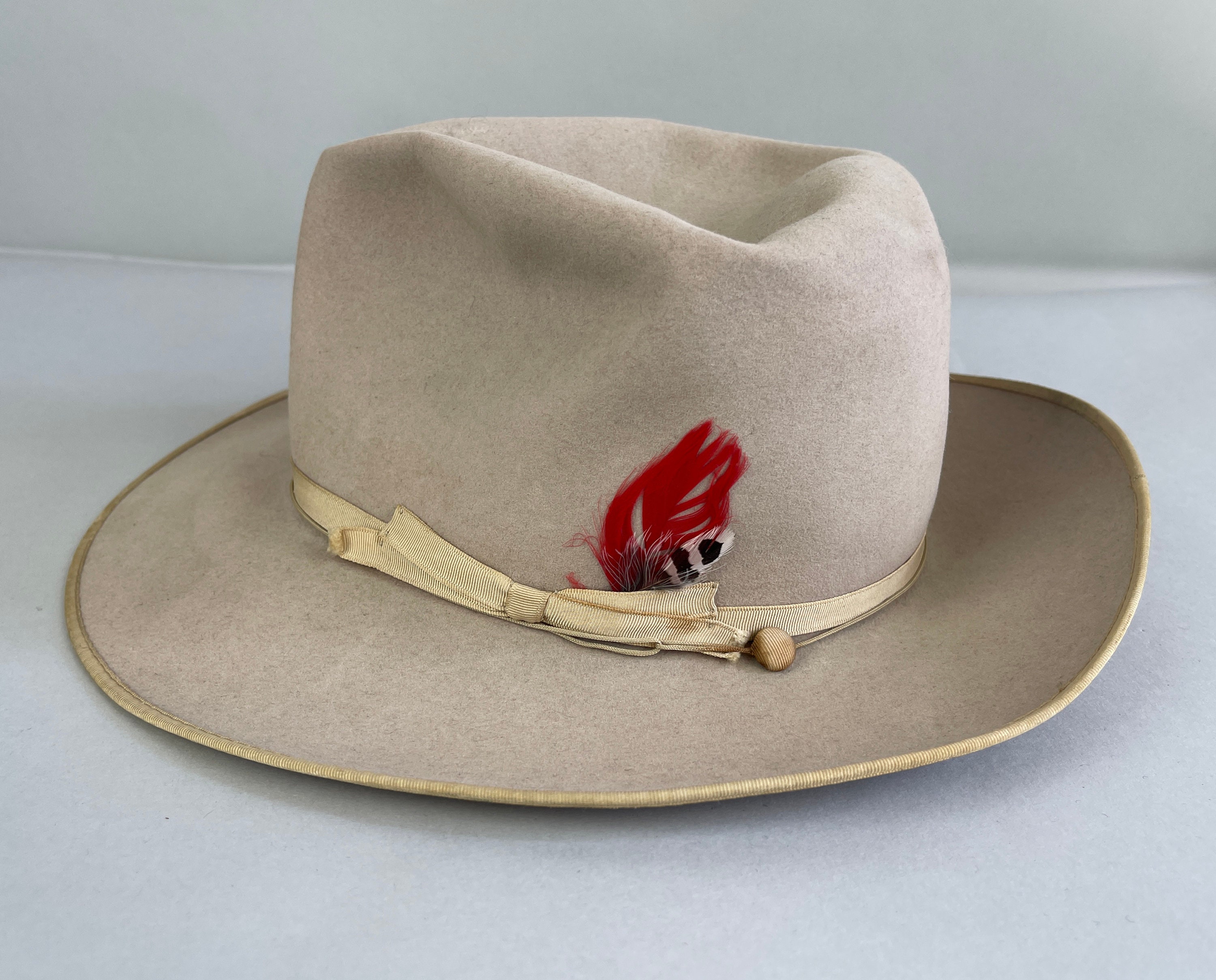 1940s Stylish Stetson Fedora Vintage 40s Pearl White Open Road Beaver