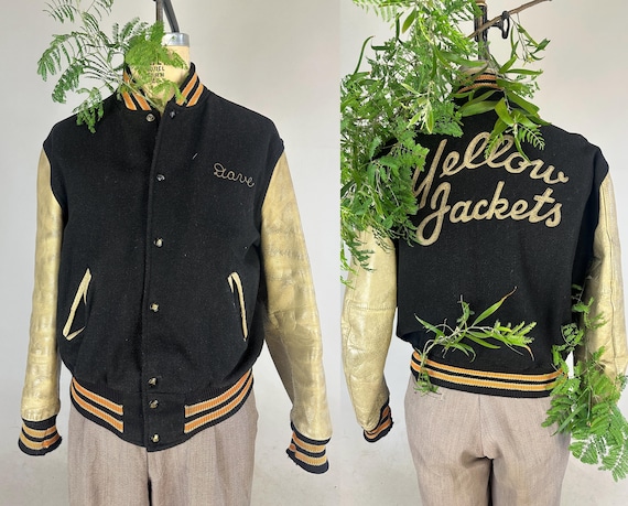 Jaqueta escolar Yellowjackets dos anos 1950 Casaco esportivo