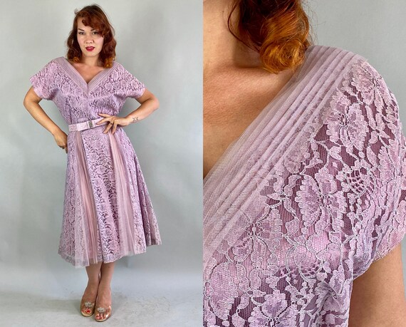 1950s Lovely Lavender Lace Dress | Vintage 50s Pal