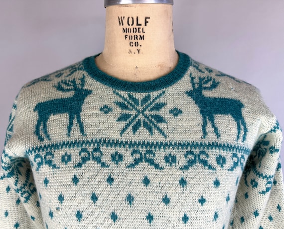 1940s Winter Wonderland Sweater | Vintage 40s Tur… - image 3