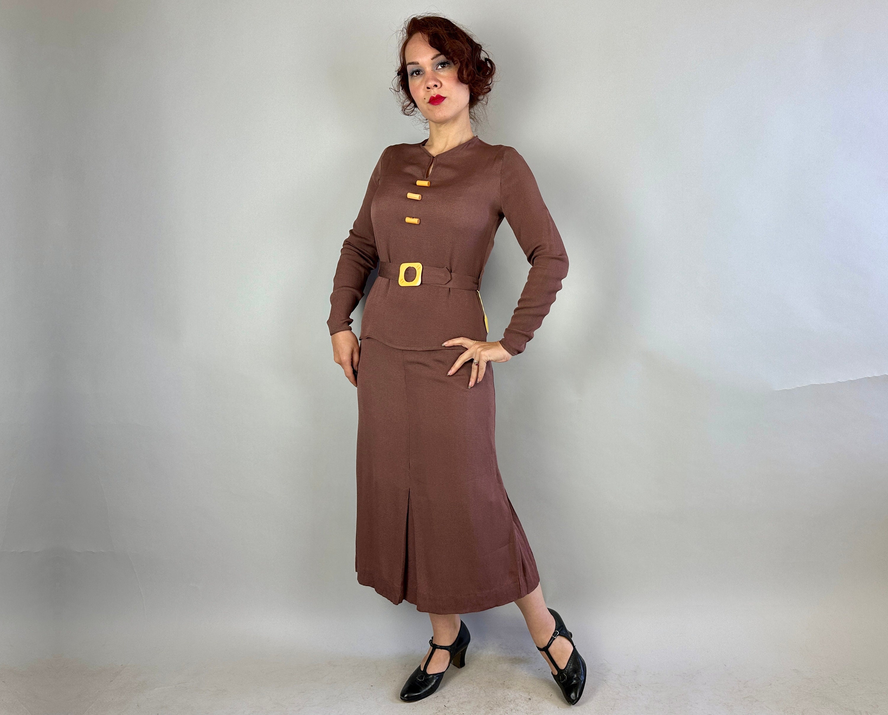 Gorgeous 1930s Rayon Deco Dress size Large