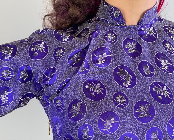 1940s Vibrant Violet Cheongsam | Vintage 40s Purp… - image 3