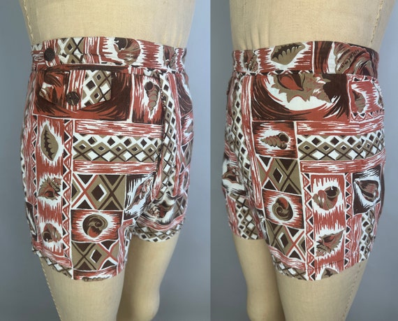 1950s Conch Shell Cabana Shorts | Vintage 50s Cot… - image 4